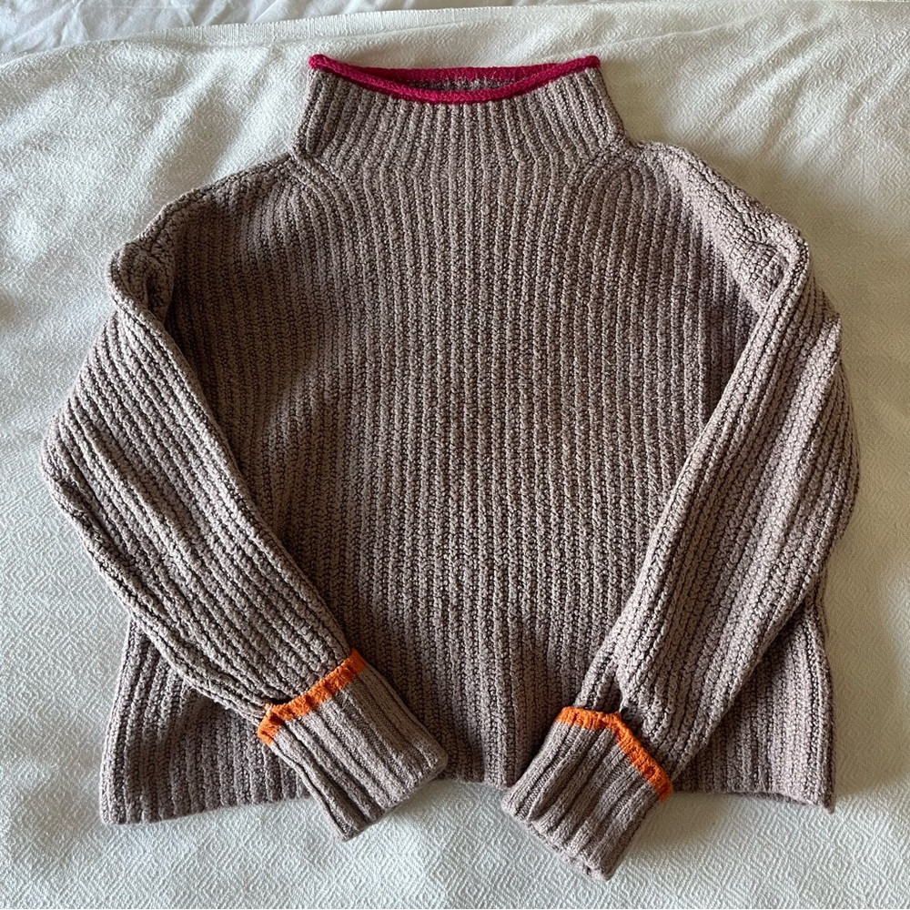 Anthropologie Maeve Taupe Tan Brown Turtleneck Mock Sweater Small